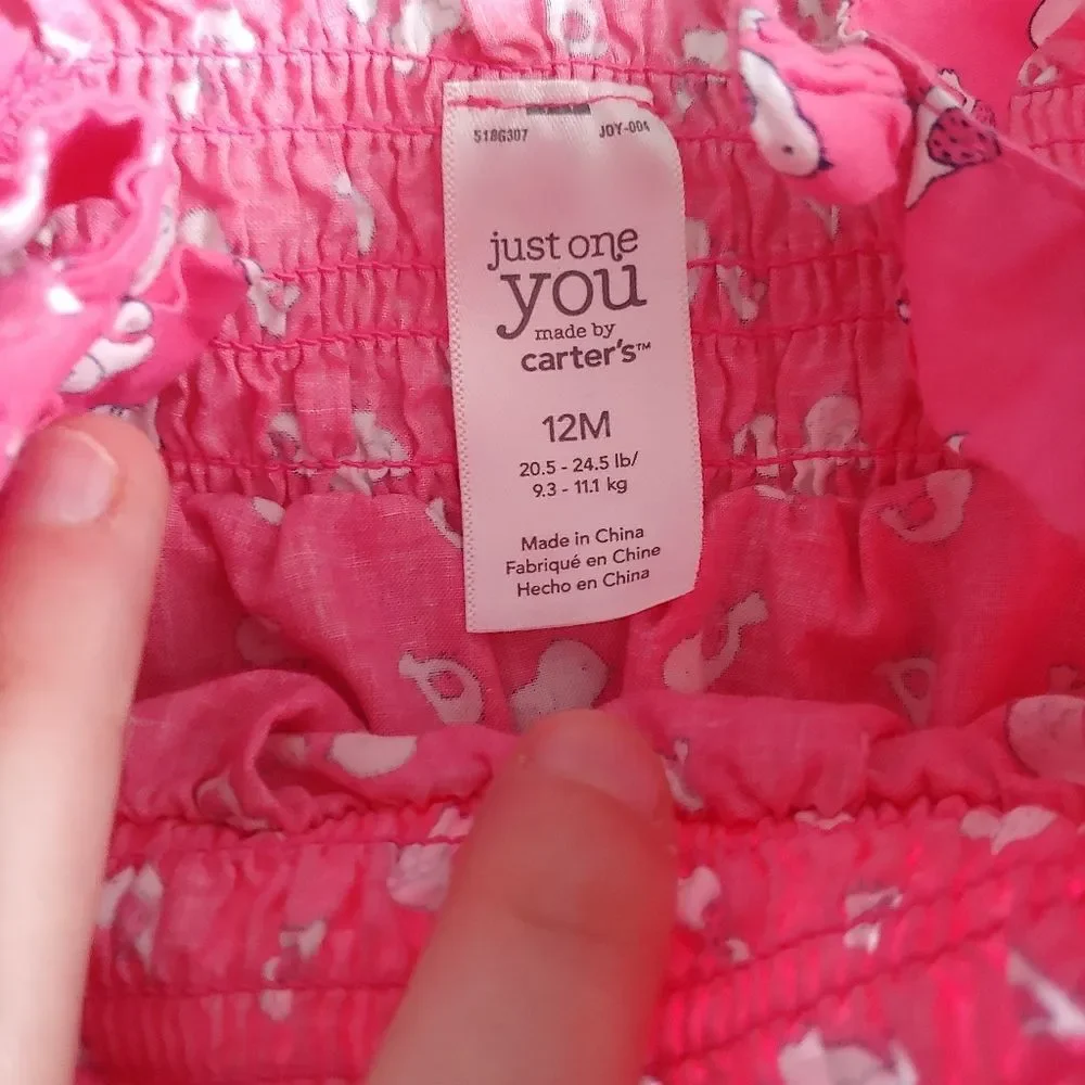 Carter's Pink Bird Romper size 12 months